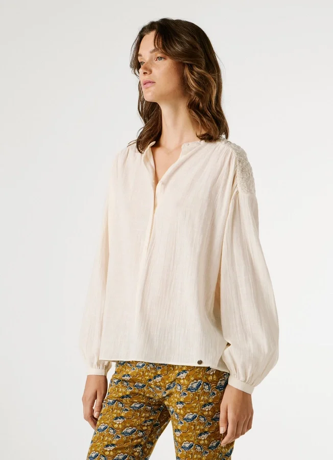 Fluid Mao Collar Blouse Fluid Mao Collar Blouse