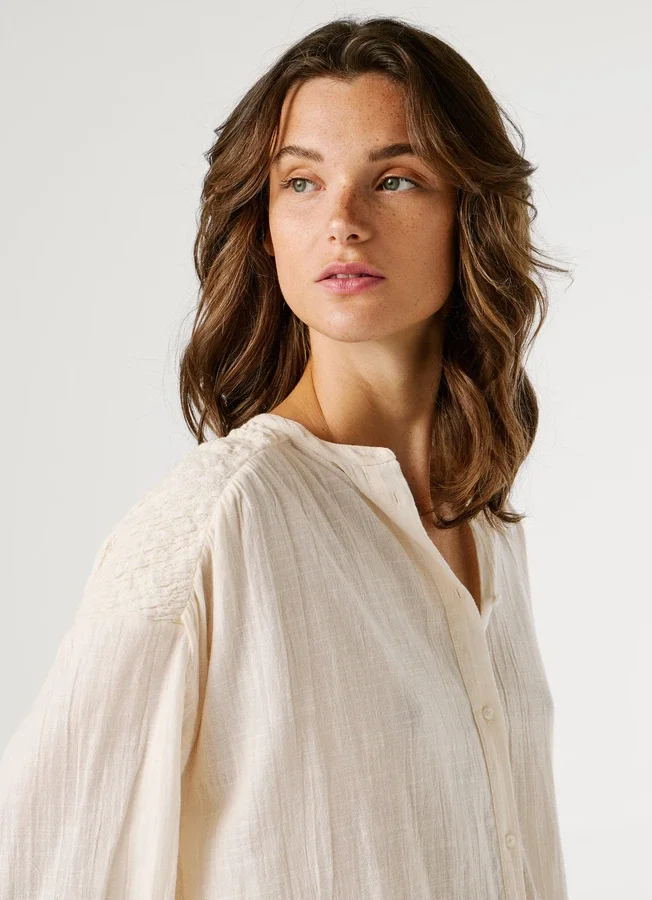 Fluid Mao Collar Blouse Fluid Mao Collar Blouse