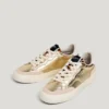 Golden Trainers with Animal Print Details