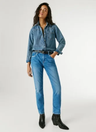 High-Rise Taper Fit Jeans – Violet