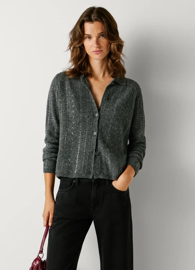 Knit Cardigan with Sequins Knit Cardigan with Sequins