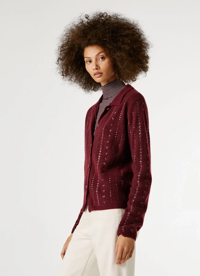 Knit Cardigan with Sequins Knit Cardigan with Sequins