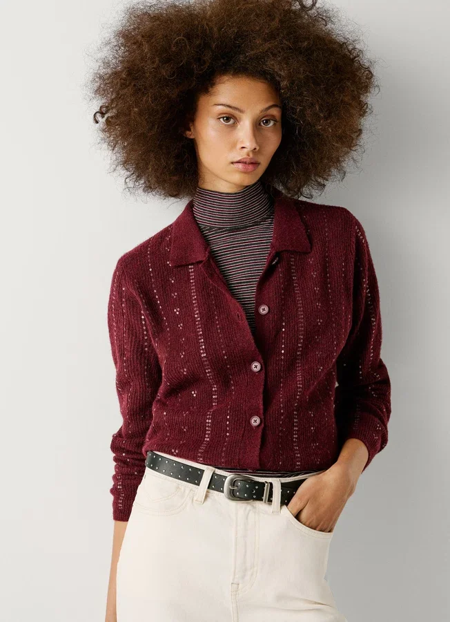 Knit Cardigan with Sequins Knit Cardigan with Sequins