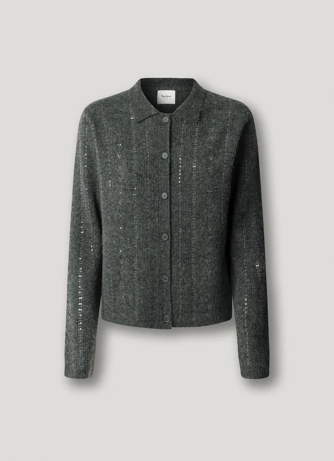 Knit Cardigan with Sequins Knit Cardigan with Sequins