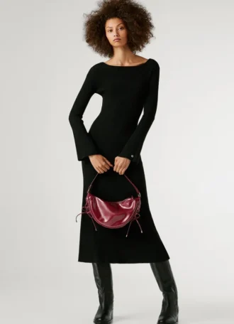 Leather Effect Crescent-Shaped Handbag