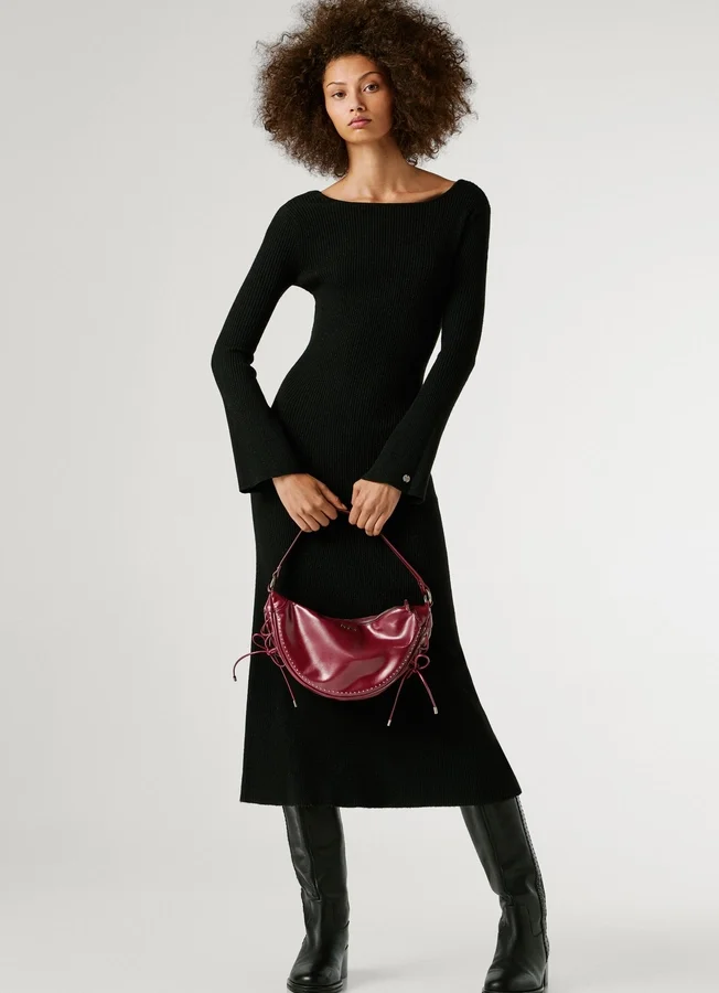 Leather Effect Crescent-Shaped Handbag Leather Effect Crescent-Shaped Handbag