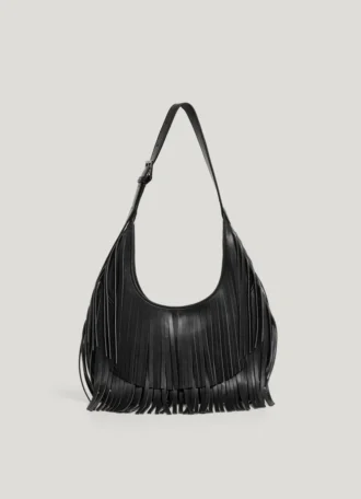 Leather Effect Crescent-Shaped Handbag