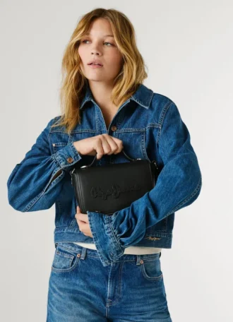 Leather Effect Shoulder Bag with Flap