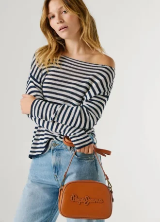 Leather Effect Shoulder Bag with Logo