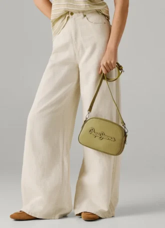 Leather Effect Shoulder Bag with Logo