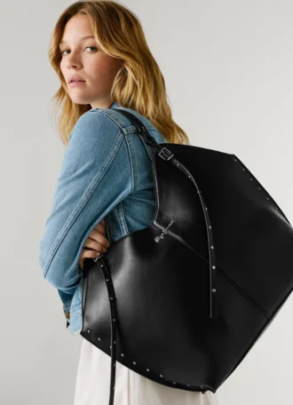 Leather Effect Tote Bag with Studs