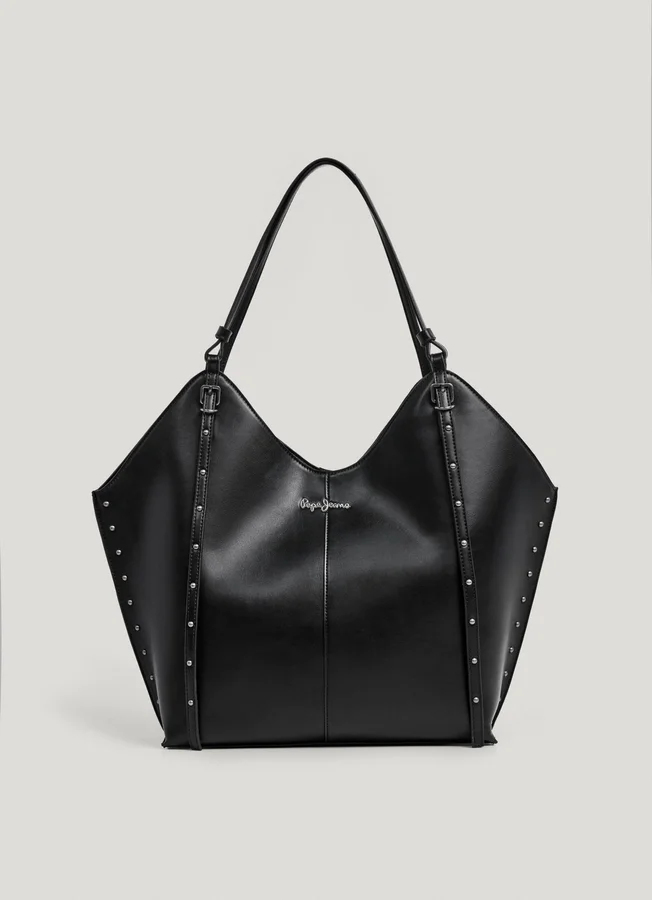 Leather Effect Tote Bag with Studs Leather Effect Tote Bag with Studs
