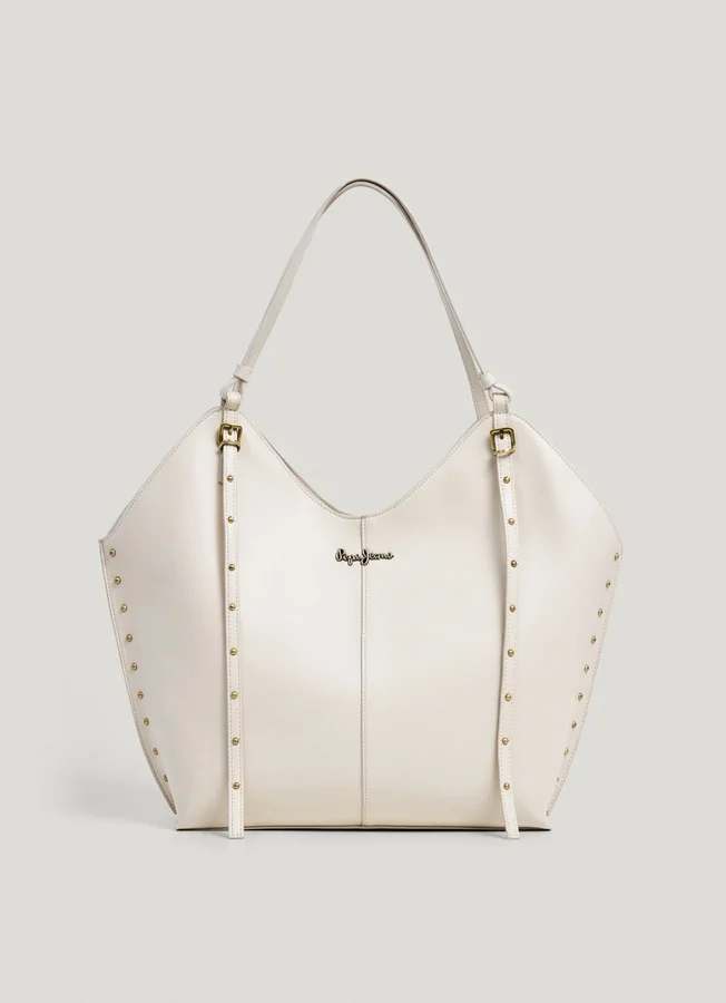 Leather Effect Tote Bag with Studs Leather Effect Tote Bag with Studs