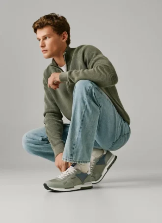 Leather Trainers with Suede Details