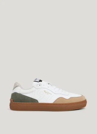Leather Trainers with Suede Details