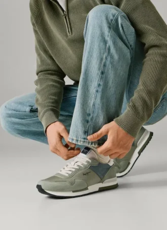 Leather Trainers with Suede Details