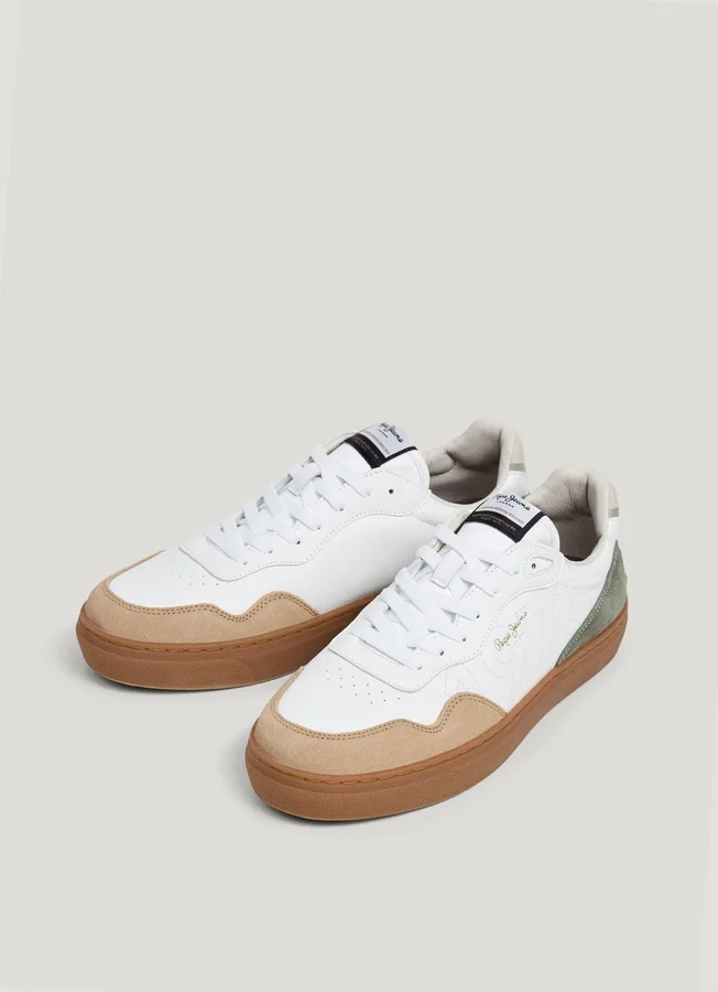 Leather Trainers with Suede Details Leather Trainers with Suede Details