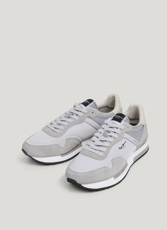 Leather Trainers with Suede Details Leather Trainers with Suede Details