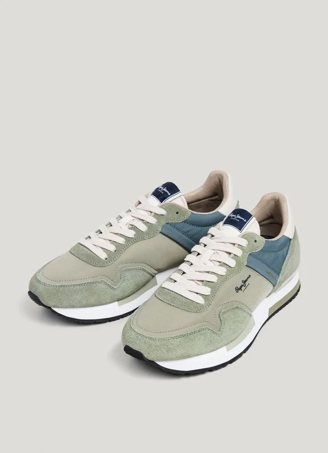 Leather Trainers with Suede Details Leather Trainers with Suede Details