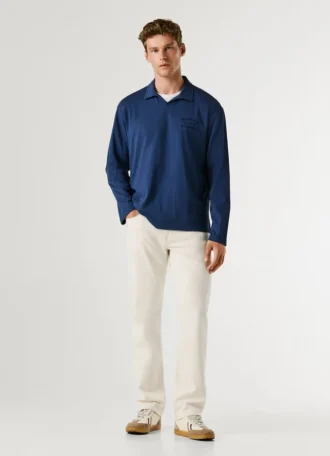 Long Sleeve Polo with Embroidered Logo