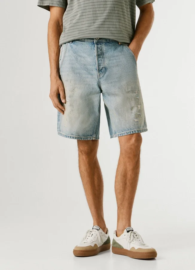 Loose Fit Denim Bermuda Shorts Loose Fit Denim Bermuda Shorts