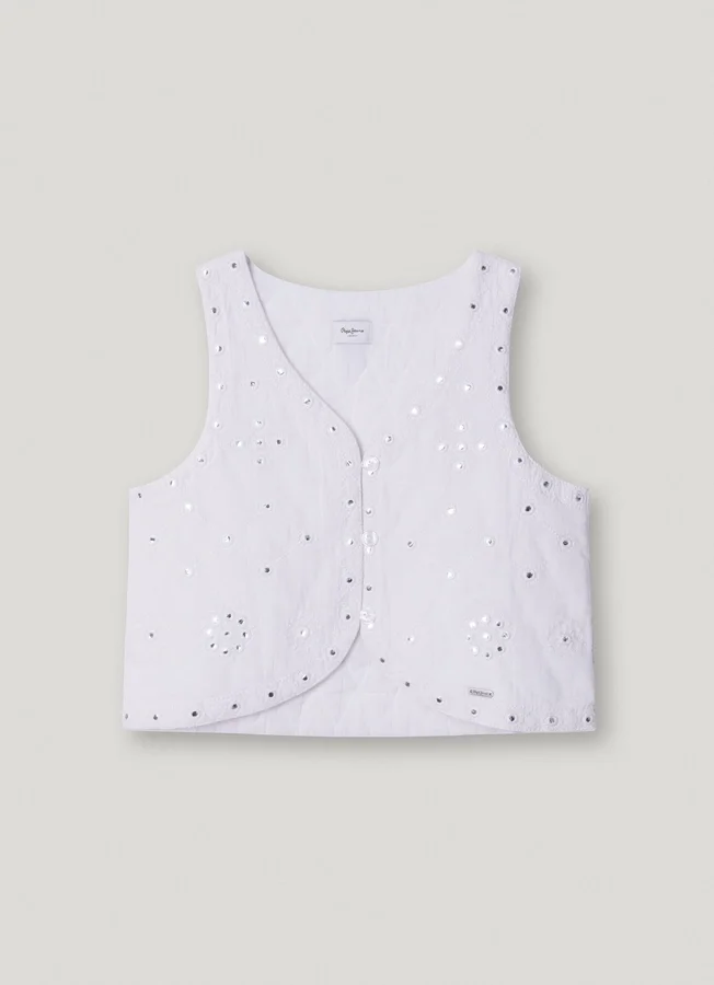 Padded Waistcoat with Openwork Details Padded Waistcoat with Openwork Details