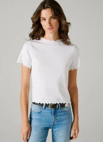 Pointelle T-Shirt with Embroidered Logo