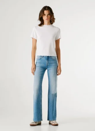 Pointelle T-Shirt with Embroidered Logo