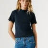 Pointelle T-Shirt with Embroidered Logo