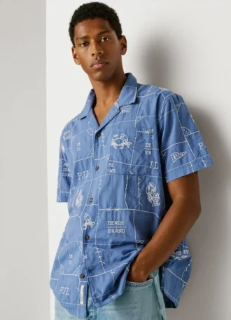 Poplin Shirt with Cuban Collar