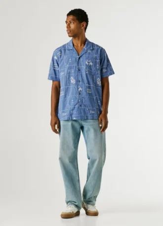 Poplin Shirt with Cuban Collar