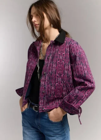 Printed Shirt Collar Jacket