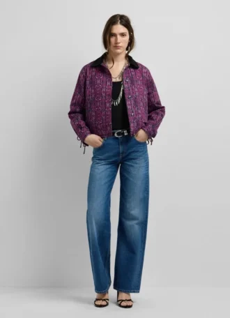 Printed Shirt Collar Jacket