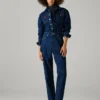 Regular Fit Denim Maxi Jumpsuit