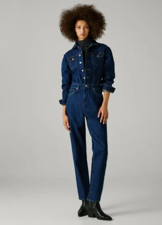 Regular Fit Denim Maxi Jumpsuit