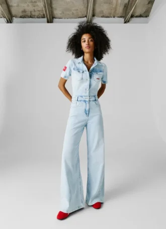 Regular Fit Denim Maxi Jumpsuit
