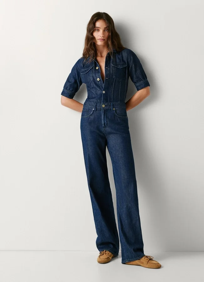 Regular Fit Denim Maxi Jumpsuit Regular Fit Denim Maxi Jumpsuit