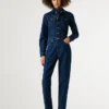 Regular Fit Denim Maxi Jumpsuit