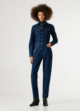 Regular Fit Denim Maxi Jumpsuit