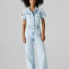Regular Fit Denim Maxi Jumpsuit