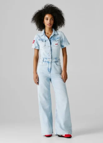Regular Fit Denim Maxi Jumpsuit
