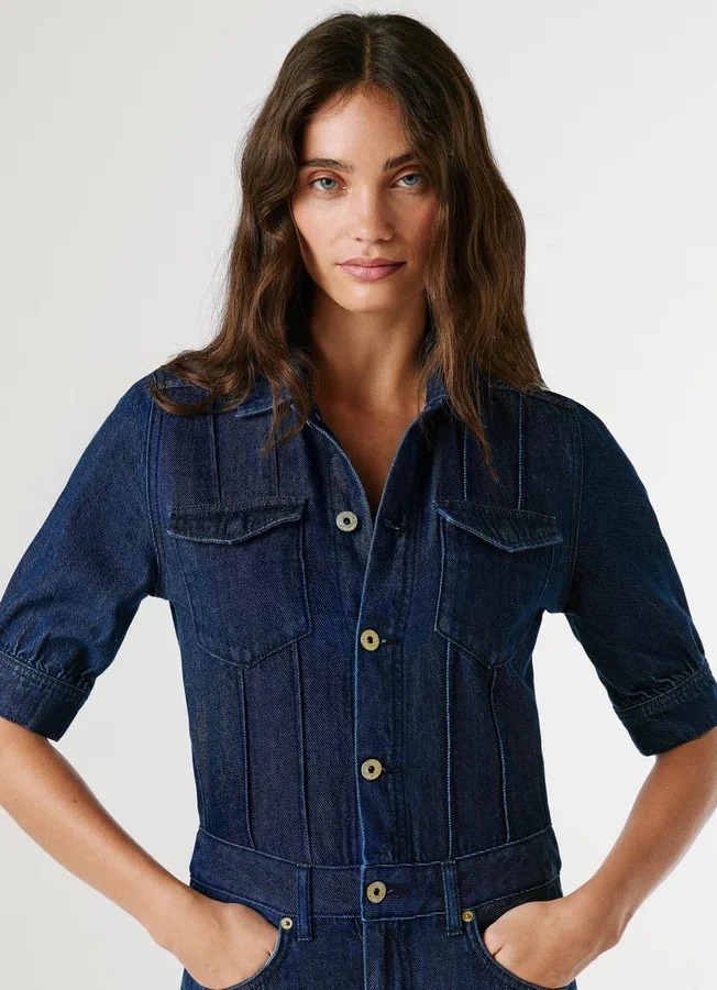 Regular Fit Denim Maxi Jumpsuit Regular Fit Denim Maxi Jumpsuit