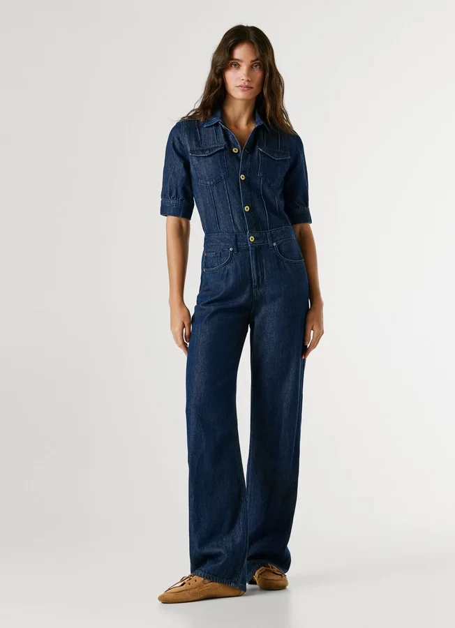 Regular Fit Denim Maxi Jumpsuit Regular Fit Denim Maxi Jumpsuit