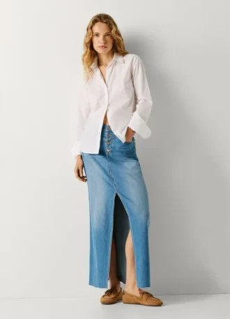 Regular Fit Denim Maxi Skirt