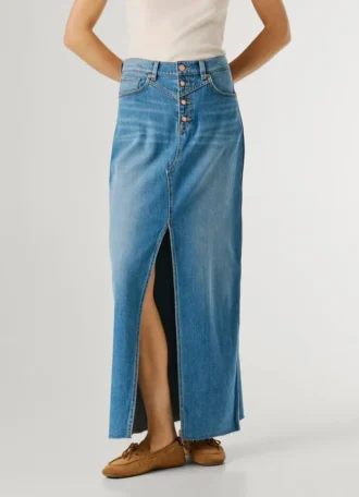 Regular Fit Denim Maxi Skirt