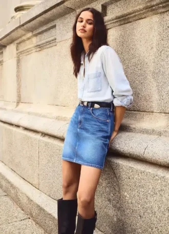 Regular Fit Denim Mini Skirt
