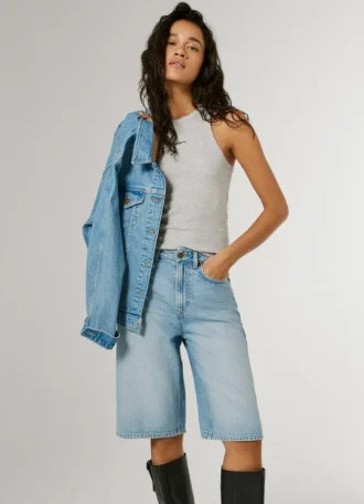 Relaxed Fit Denim Bermuda Shorts