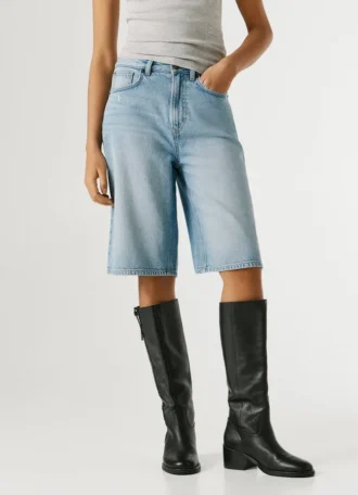 Relaxed Fit Denim Bermuda Shorts