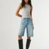 Relaxed Fit Denim Bermuda Shorts