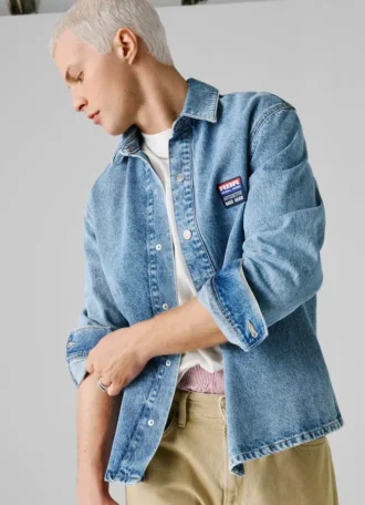 relaxed fit denim overshirt 1 1 330x456 - Relaxed Fit Denim Overshirt